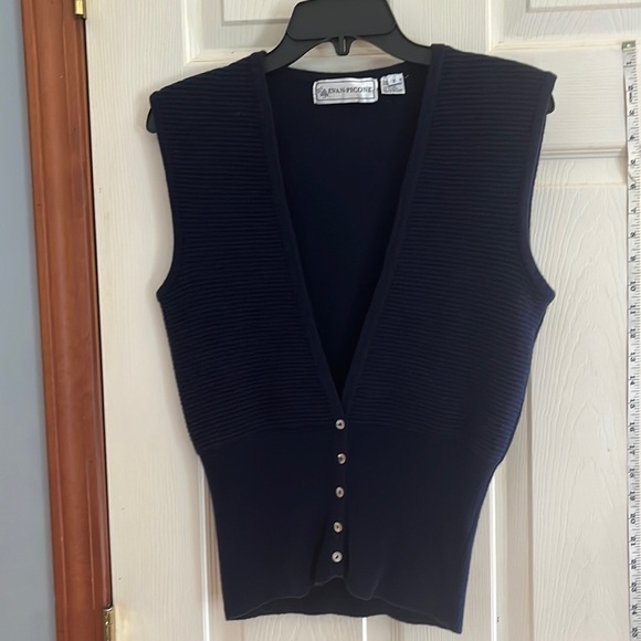 Evan-Picone- size S-navy blue-lambswool blend button down Vest. Vintage. - Picture 1 of 9